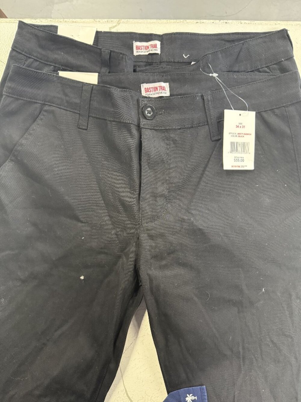 Bastion Trail Mens Black Stretch Pants Size 34x31 Cotton Blend Tapered Fit New W
